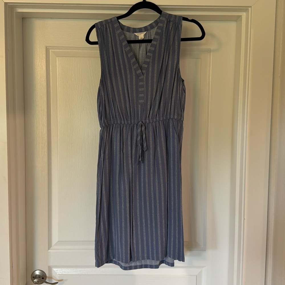 Caslon medium blue striped dress
